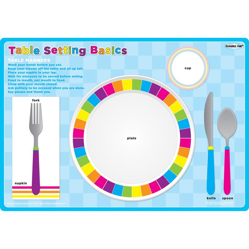 Picture of Ashley Productions ASH95203 Place Setting Table Postermat Pals Smart Poly Single Sided