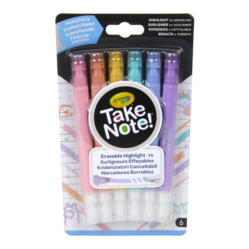 Picture of Crayola BIN586556 6 Count Take Note Erasable Highlighters Pastel Party