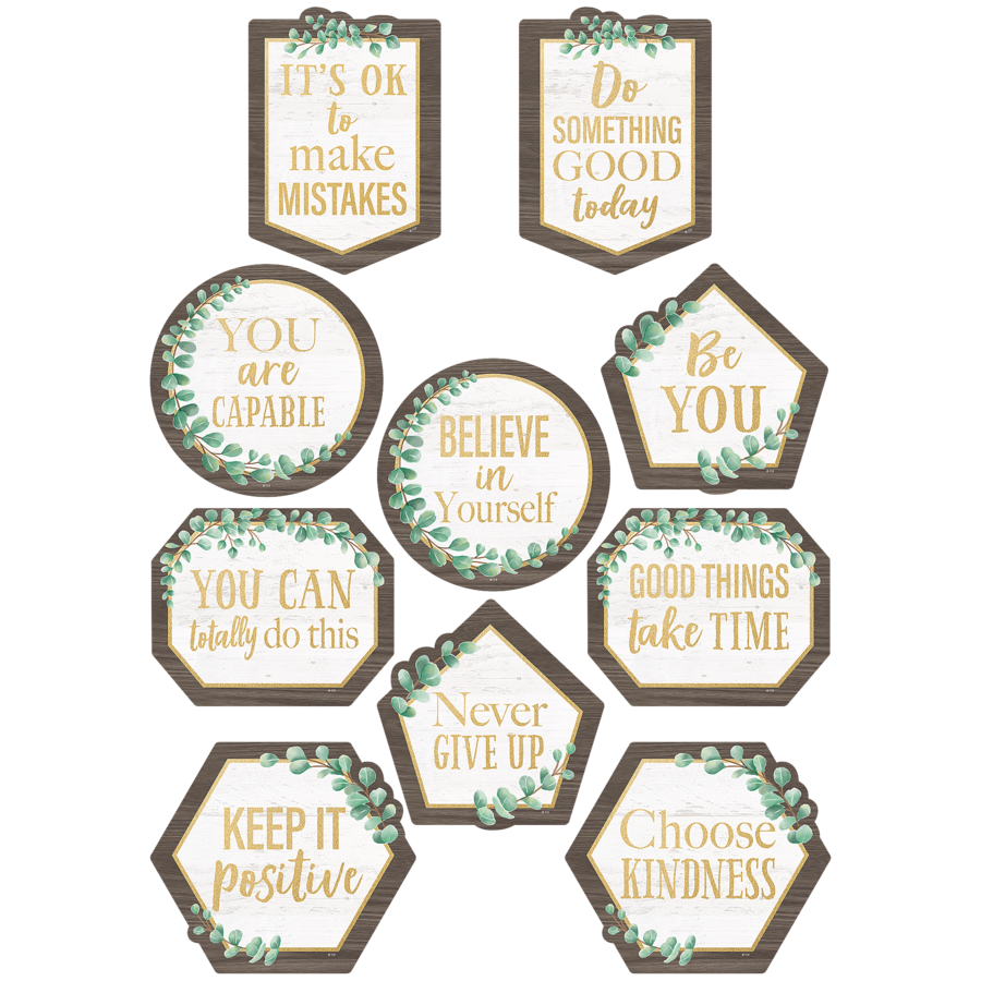 Picture of Teacher Created Resources TCR8464-3 Eucalyptus Positive Sayings Accent Chart - Pack of 3