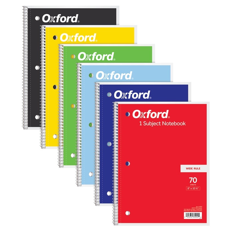 Picture of Tops Products TOP65002-6 70 Sheets Wide Rule Oxford 1 Subject Notebook - 6 Each