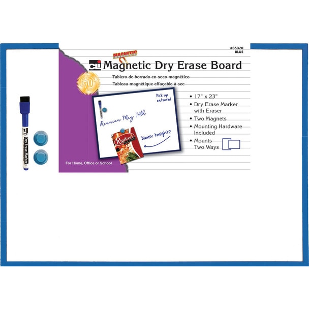 Picture of Charles Leonard CHL35370 Magnetic Dry Erase Board with Frame&#44; Eraser & Marker - Blue