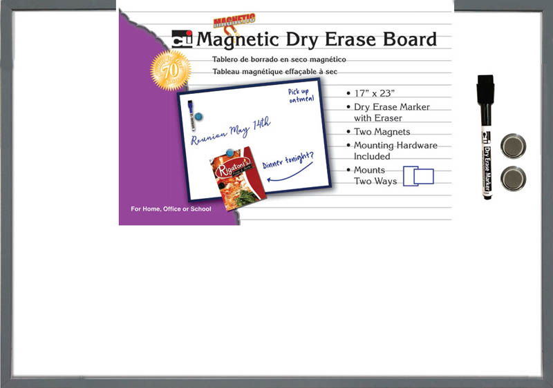 Picture of Charles Leonard CHL35375 Magnetic Dry Erase Board with Frame&#44; Eraser & Marker - Grey