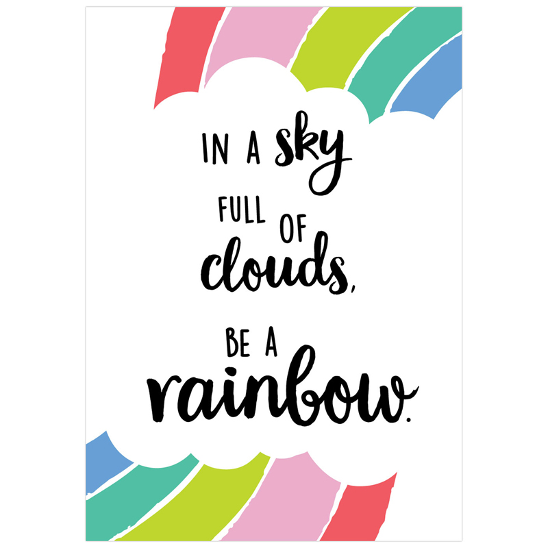 Picture of Creative Teaching Press CTP10435 13.375 x 19 in. Rainbow Doodles Inspire U Poster - In a Sky Full of Clouds Be A Rainbow&#44; Multi Color - Grade K