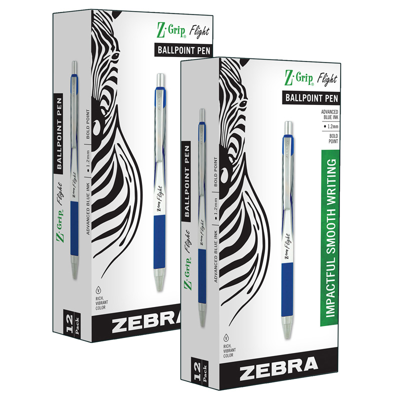oration ZEB21920-2 Z-Grip Flight Pens for Grade 3 Plus, Blue - Pack of 2