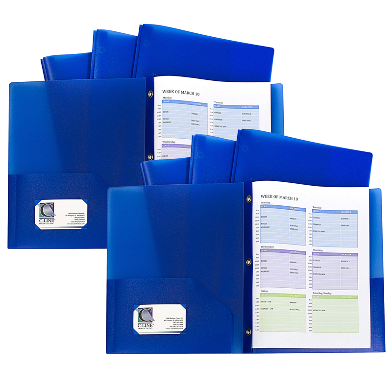 Two Poly Pocket Folders for Grade K-12, Blue - Pack of 2