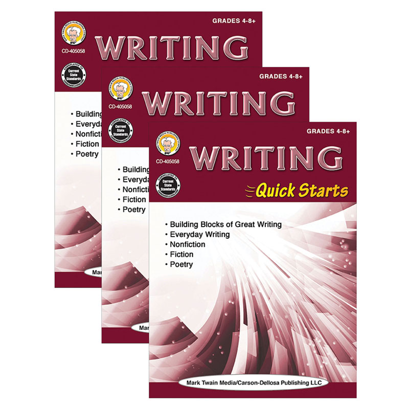 Picture of Carson Dellosa Education CD-405058-3 Writing Quick Starts Workbook for Grade 4-12&#44; Multi Color - 3 Each