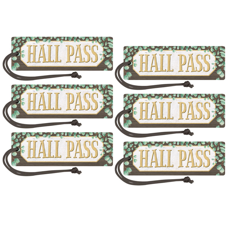 Picture of Teacher Created Resources TCR77473-6 Eucalyptus Magnetic Hall Pass for Grade PK Plus&#44; Multi Color - 6 Each