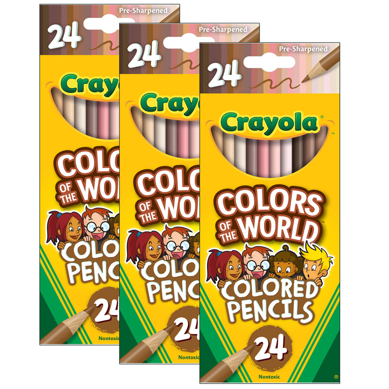 Picture of Crayola BIN684607-3 Colors of World Colored Pencils for Grade 1 Plus&#44; Assorted Color - Pack of 3 - 24 Per Pack