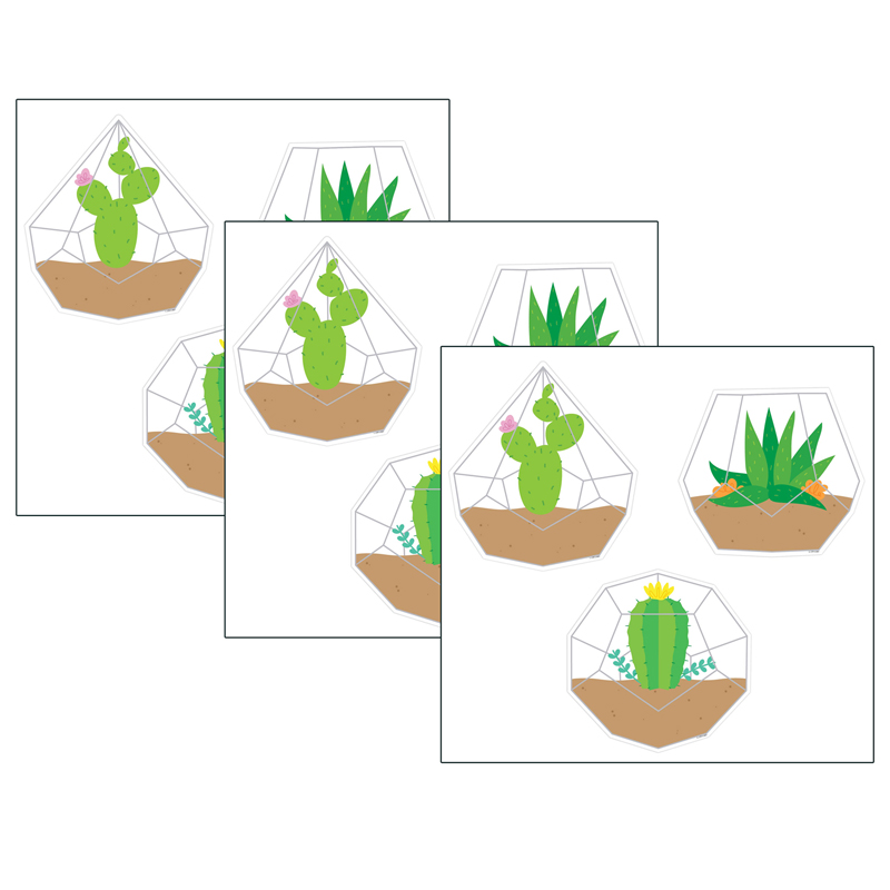 Picture of Creative Teaching Press CTP10419-3 6 in. Positively Plants Terrariums Designer Cut-Outs&#44; Multi Color - Grade K - 36 Piece - Pack of 3