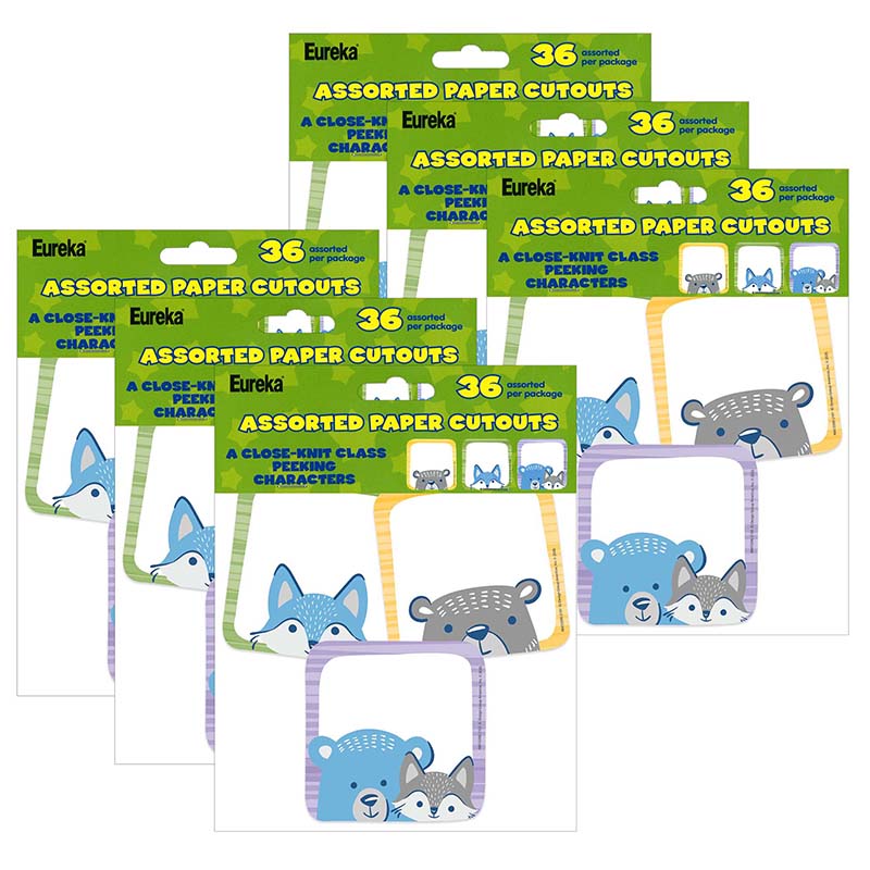 Picture of Eureka EU-841559-6 5.5 x 5.5 in. Peaking Characters Paper&#44; Multi Color - Pack of 6