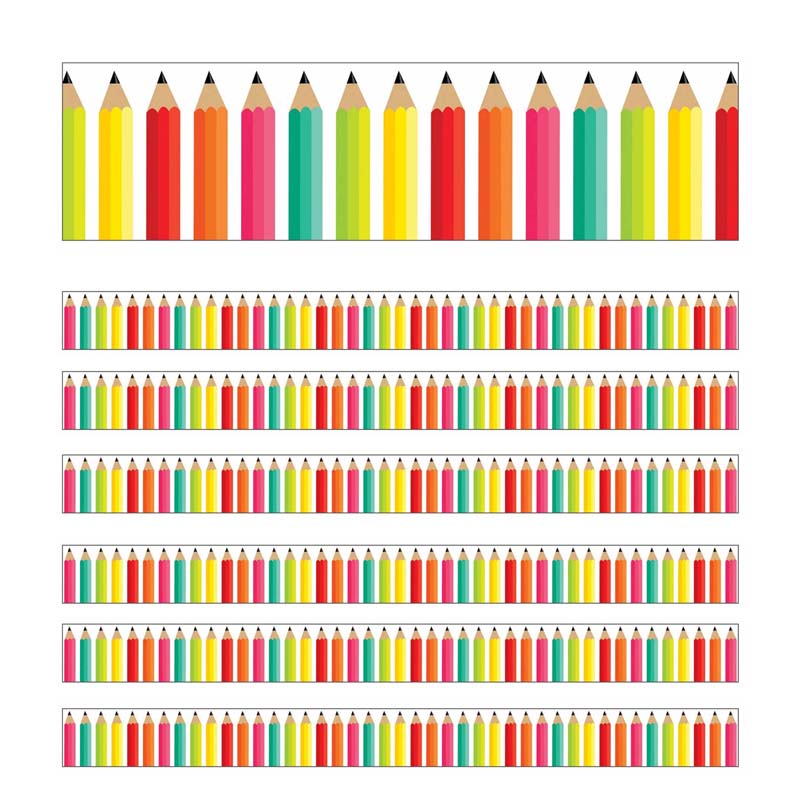 Picture of Carson Dellosa Education CD-108410-6 Brights Pencils Straight Borders for Grade PK-8&#44; Multi Color - Pack of 6