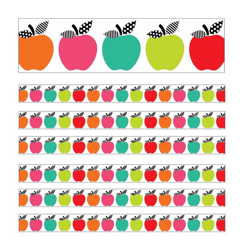 Picture of Carson Dellosa Education CD-108411-6 Brights Apples Straight Borders for Grade PK-8&#44; Multi Color - Pack of 6