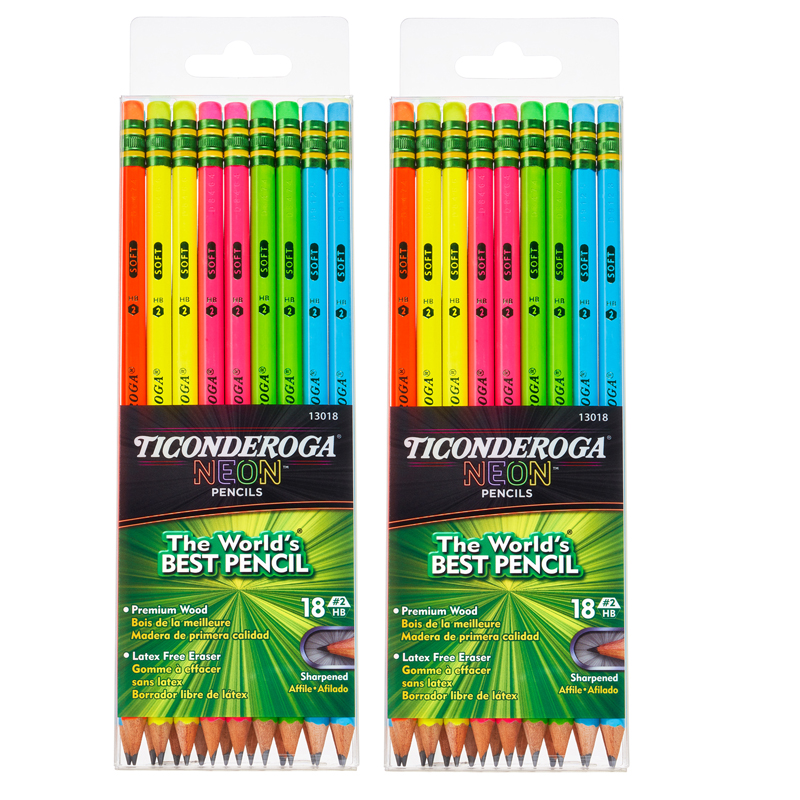 Picture of Dixon Ticonderoga DIX13018-2 Ticonderoga Neon Pencil for Grade K-12&#44; Assorted Color - Pack of 2 - 18 Count