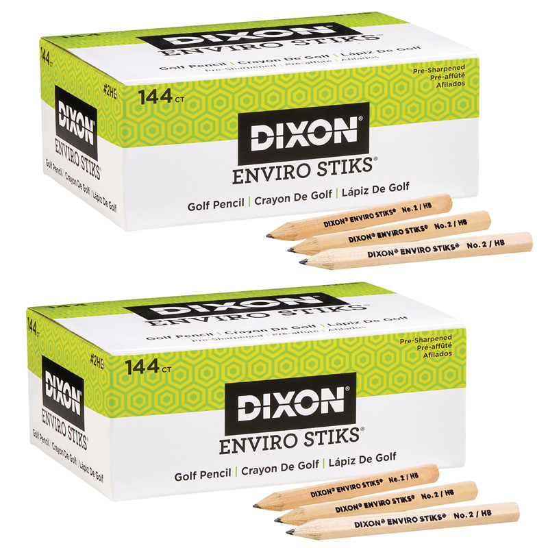 Picture of Dixon Ticonderoga DIX15099-2 Envirostiks Golf Pencils for Grade K-12&#44; Natural Color - Pack of 2 - 144 Count
