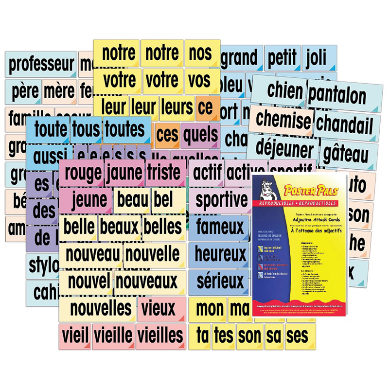 Picture of Poster Pals PSZP165 Adjective Attack French Card Set for Grade 2-11&#44; Multi Color