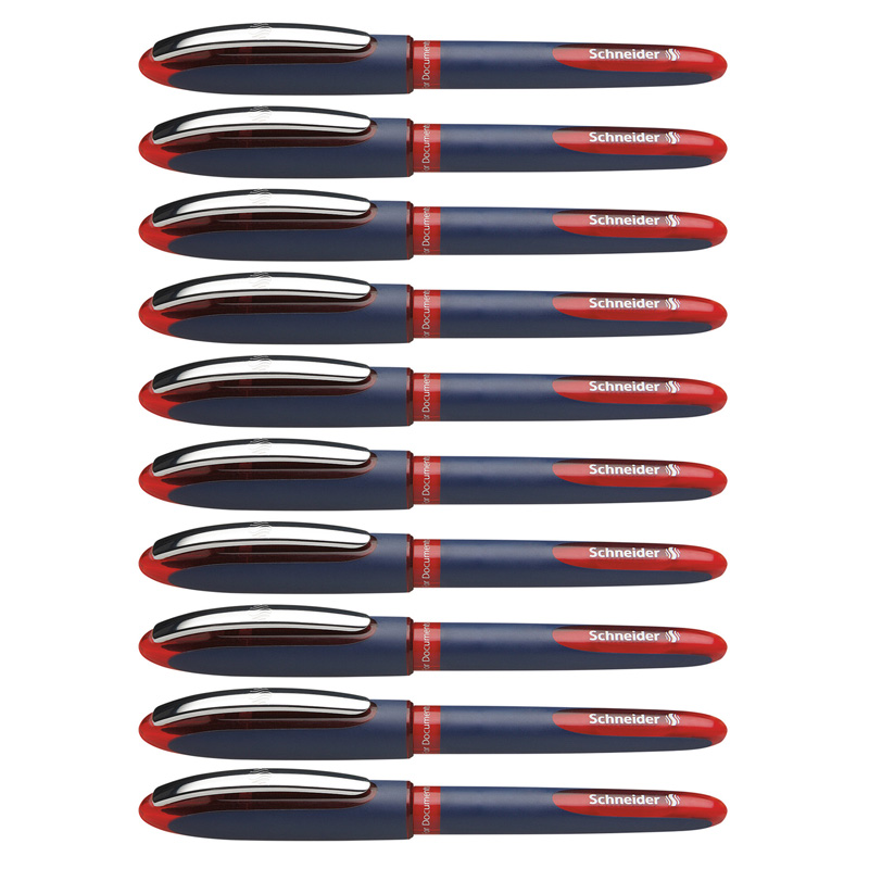 0.6 mm Schneider One Business Rollerball Pen, Red - Pack of 10