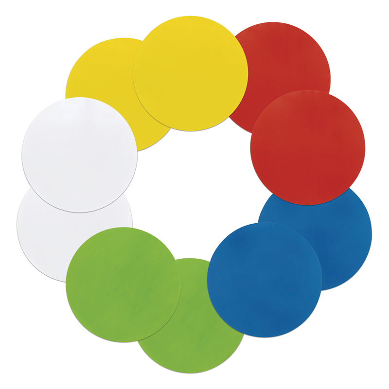 10 in. Dia. Circles Self-Stick Dry Erase, 5 Assorted Colors - 10 Count