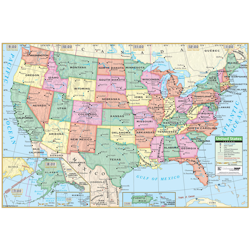 Picture of Kappa Map Group & Universal Maps UNIM1747827 Laminated US Notebook Maps&#44; Multi Color - Pack of 10