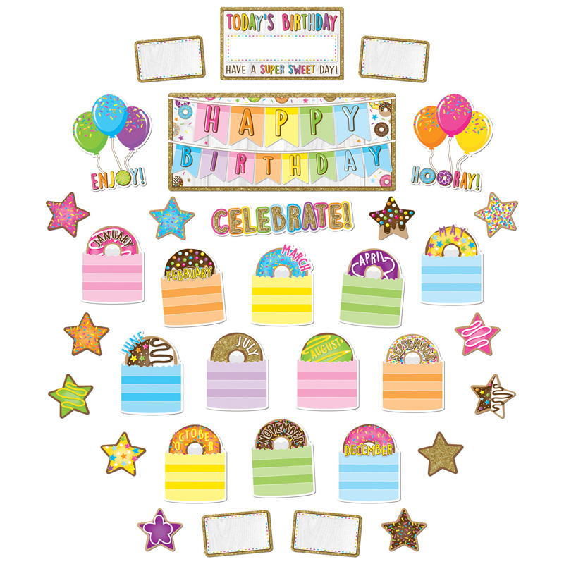 Picture of Ashley Productions ASH96002 Mini Bulletin Board Set - Birthday Donutfetti