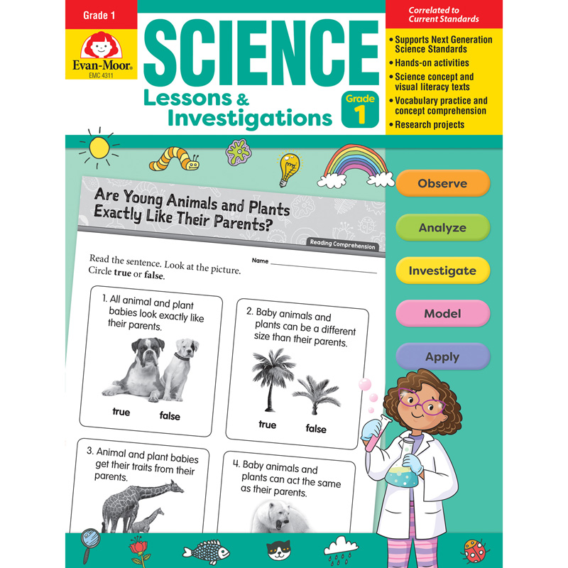 Picture of Evan-Moor EMC4311 Science Lessons & Investigations Book for Grade 1&#44; Black & White
