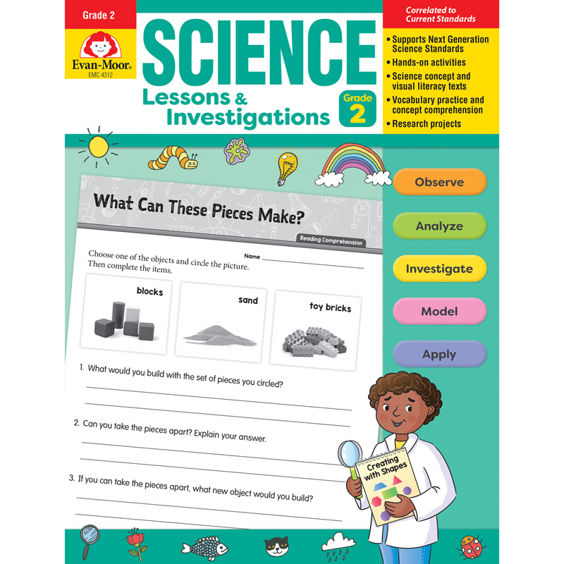 Picture of Evan-Moor EMC4312 Science Lessons & Investigations Book for Grade 2&#44; Black & White