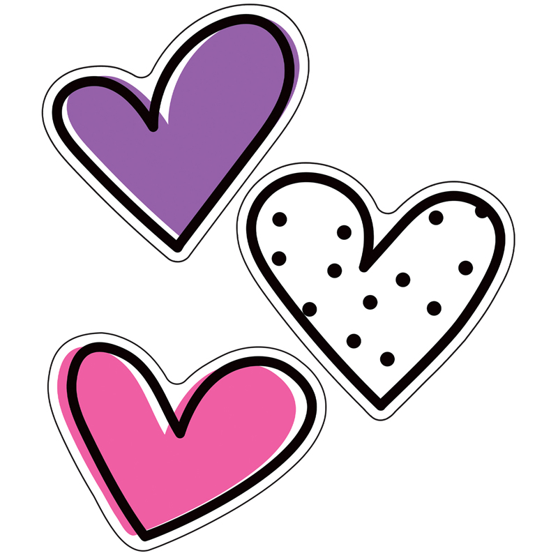 Picture of Carson Dellosa Education CD-120617 Kind Vibes Doodle Hearts Cut Outs for Grade PK-12&#44; Multi Color