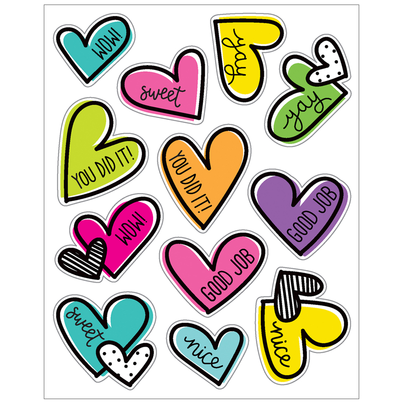 Picture of Carson Dellosa Education CD-168307 Doodle Hearts Shape Stickers for Grade PK-5&#44; Multi Color