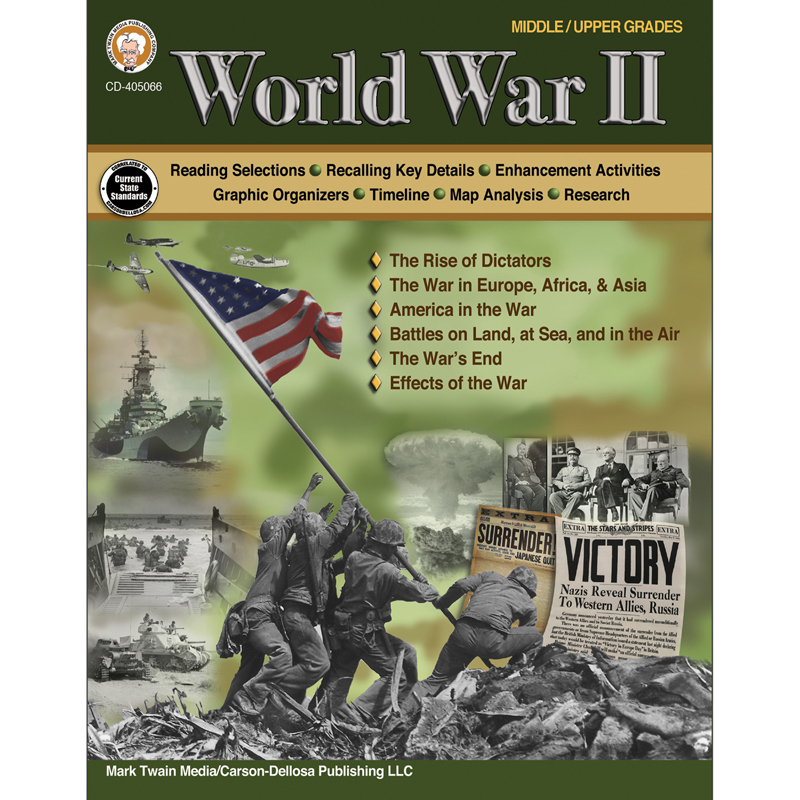 Picture of Carson Dellosa Education CD-405066 World War II Workbook for Grades 6-12, Multi Color