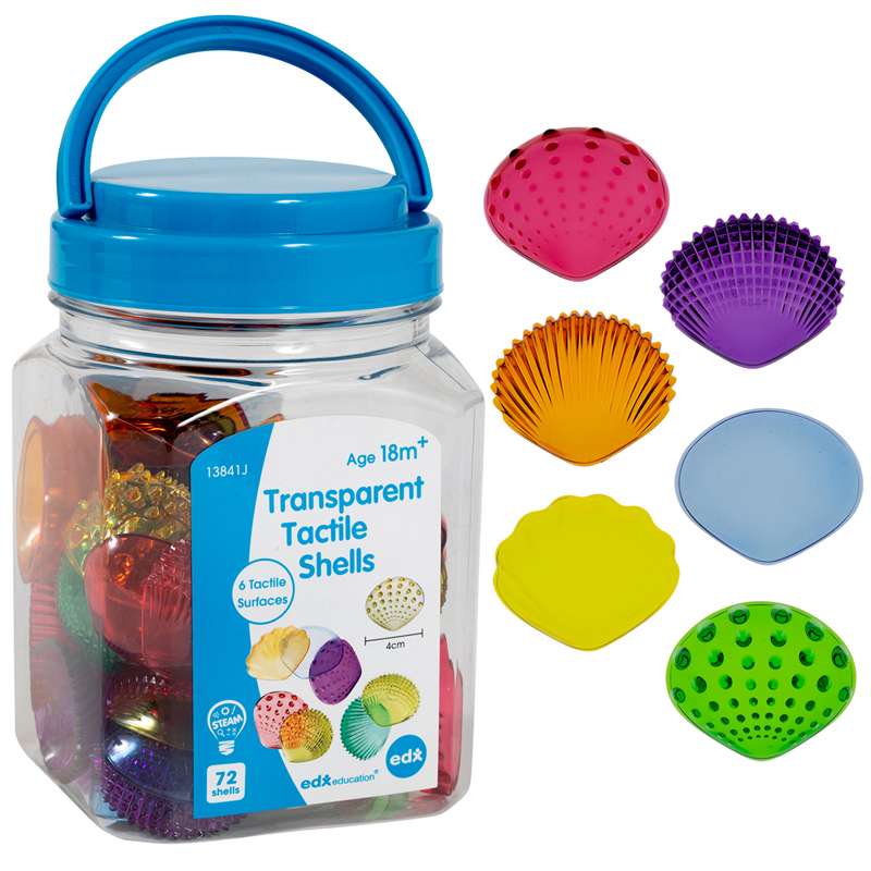 Tactile Shells Transparent Mini Jar, Assorted Color - Set of 72