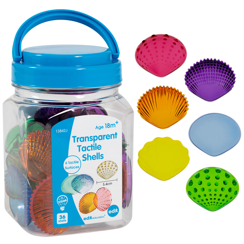 Tactile Shells Transparent Mini Jar, Assorted Color - Set of 36