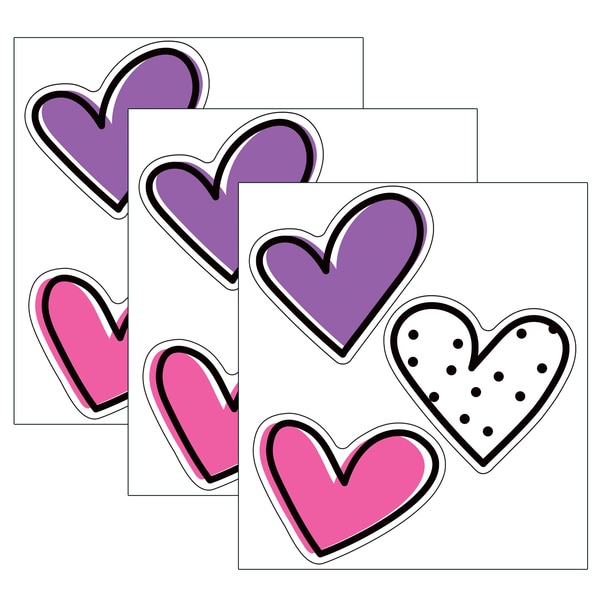 Picture of Carson Dellosa Education CD-120617-3 Kind Vibes Doodle Hearts Cut Outs - Pack of 3