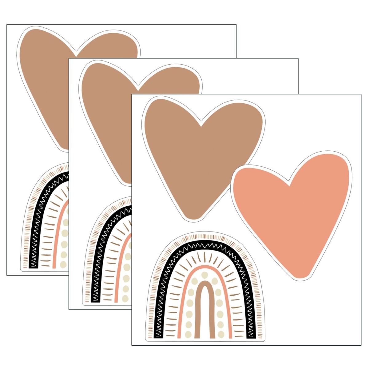 Picture of Carson Dellosa Education CD-120626-3 Boho Rainbows & Hearts Cut Outs - Pack of 3