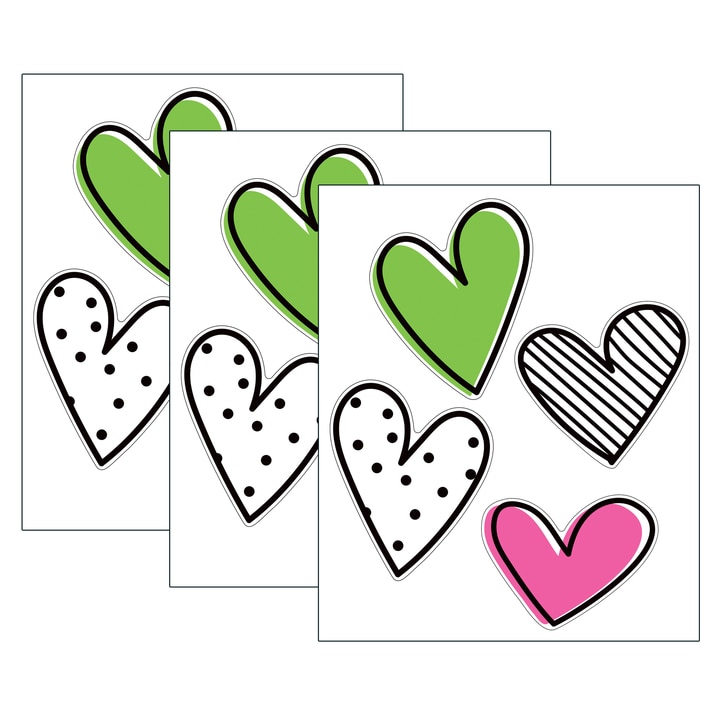 Picture of Carson Dellosa Education CD-120615-3 Jumbo Doodle Hearts Cut Outs - Pack of 3