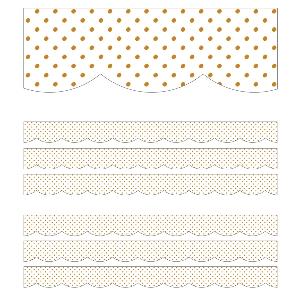 Picture of Carson Dellosa Education CD-108428-6 Dots Scallopd&#44; White & Gold - Pack of 6