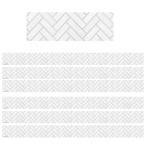 Teacher Created Resources Modern Farmhouse Straight Border, 3-inch x 210-ft, White Herringbone (TCR8514-6)