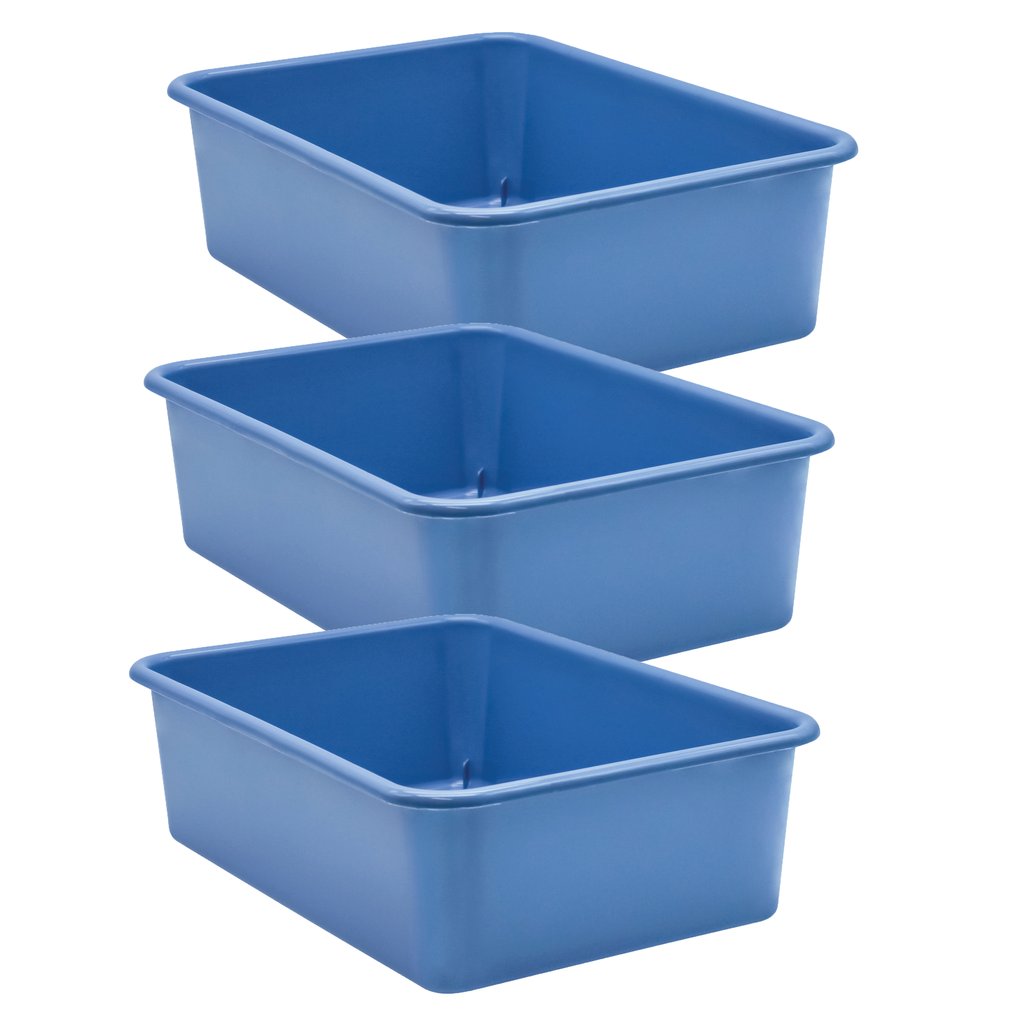 Picture of Teacher Created Resources TCR20415-3 Plastic Storage Bin, Slate Blue - Large - Pack of 3