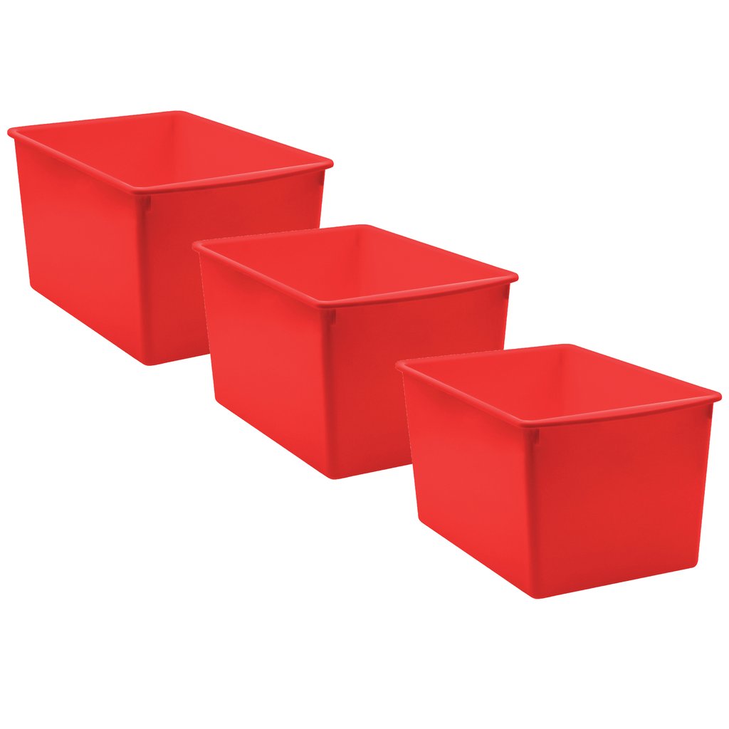 Picture of Teacher Created Resources TCR20432-3 Plastic Multi-Purpose Bin, Red - Pack of 3