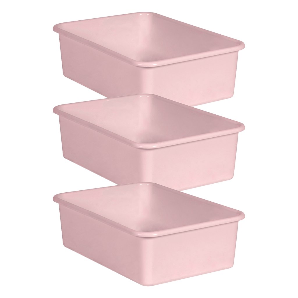 Picture of Teacher Created Resources TCR20416-3 Plastic Storage Bin, Blush - Large - Pack of 3