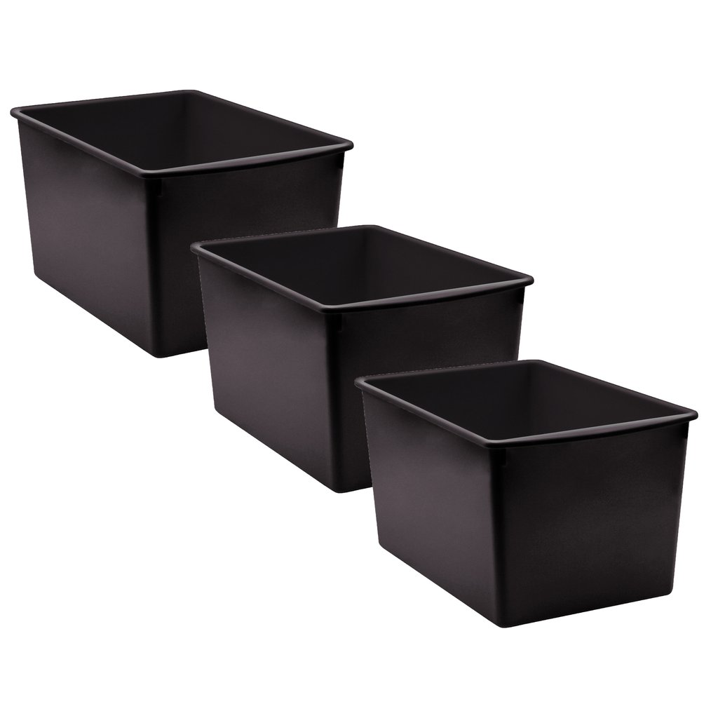 Picture of Teacher Created Resources TCR20427-3 Plastic Multi-Purpose Bin, Black - Pack of 3