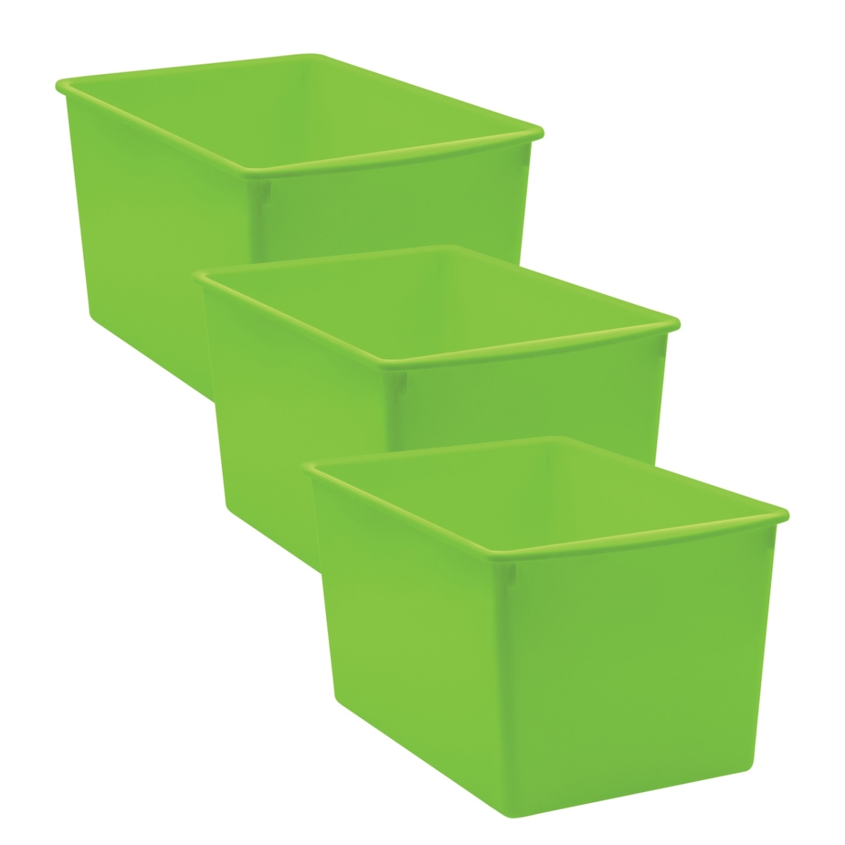 Picture of Teacher Created Resources TCR20429-3 Plastic Multi-Purpose Bin, Lime - Pack of 3