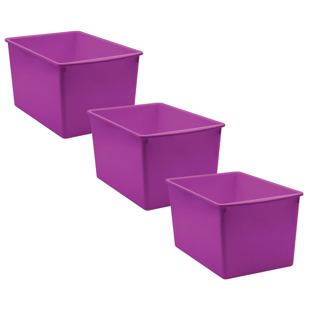 Picture of Teacher Created Resources TCR20426-3 Plastic Multi-Purpose Bin, Purple - Pack of 3