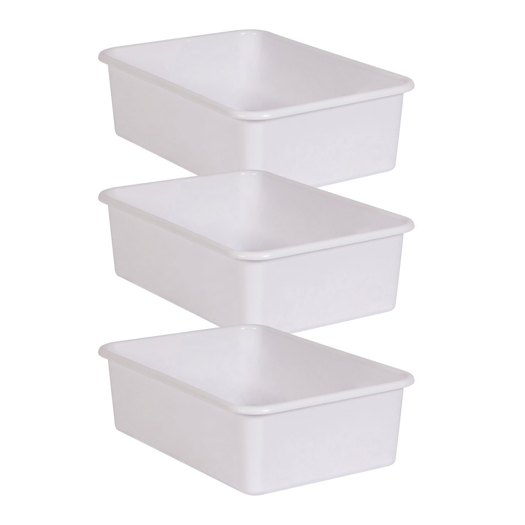 Picture of Teacher Created Resources TCR20417-3 Plastic Storage Bin, White - Large - Pack of 3