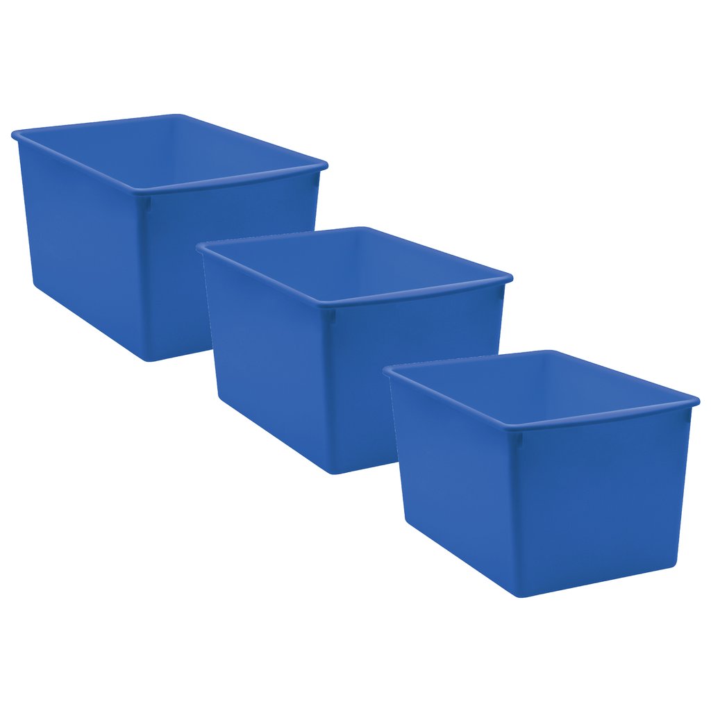 Picture of Teacher Created Resources TCR20430-3 Plastic Multi-Purpose Bin, Blue - Pack of 3