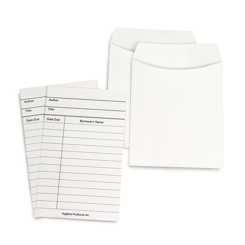 Picture of Hygloss Products HYG61153 Library Cards & Pockets&#44; White - Pack of 30