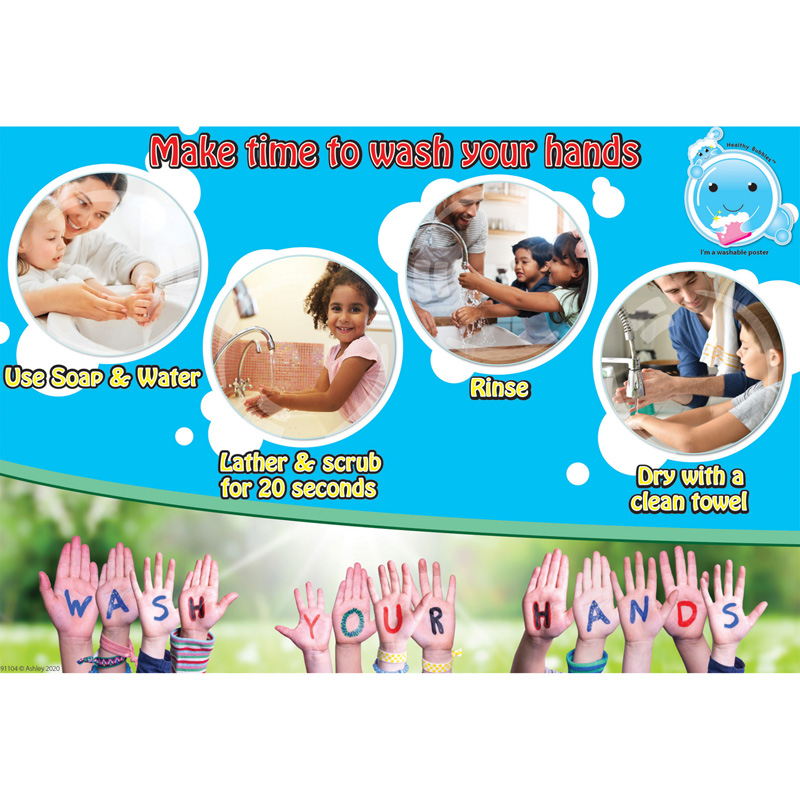 Picture of Ashley Productions ASH91104 13 x 19 in. Smart Poly Make Time to Wash Your Hands Chart&#44; Multi Color