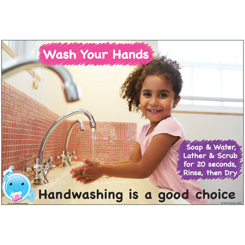 Picture of Ashley Productions ASH91105 13 x 19 in. Smart Poly Handwashing is a Good Choice Chart&#44; Multi Color