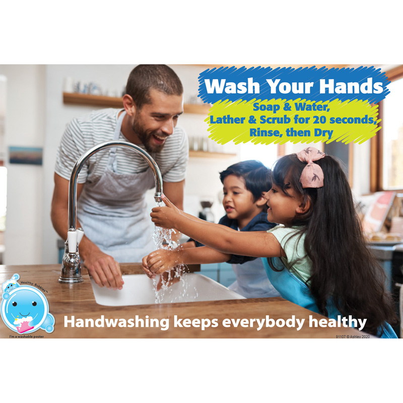 Picture of Ashley Productions ASH91107 13 x 19 in. Smart Poly Handwashing Keeps Everybody Healthy Chart&#44; Multi Color