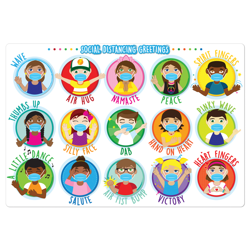 Picture of Ashley Productions ASH91112 13 x 19 in. Smart Poly Social Distancing Greetings Chart&#44; Multi Color