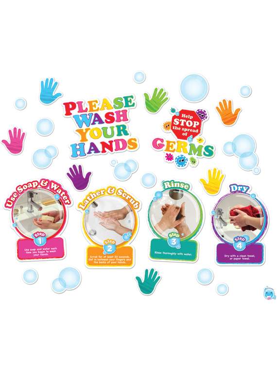 Picture of Ashley Productions ASH96005 Mini Bulletin Board Set - Washing Your Hands - 36 Piece