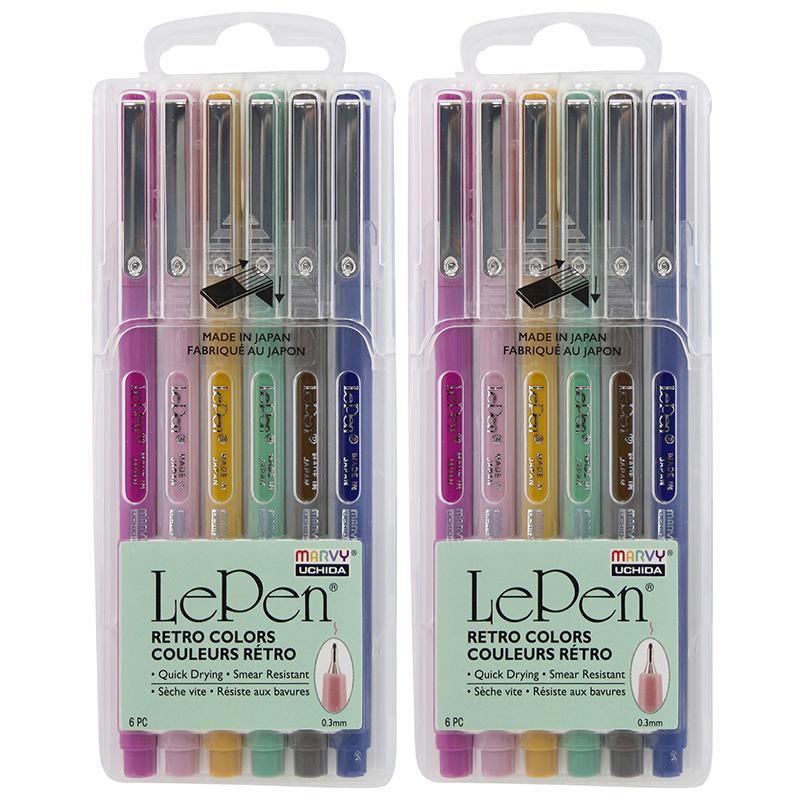 UCH43006R-2 LePen Micro-Fine Point Pen, Retro Colors - Pack of 2